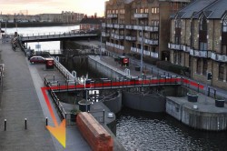 birds eye view of footbridge