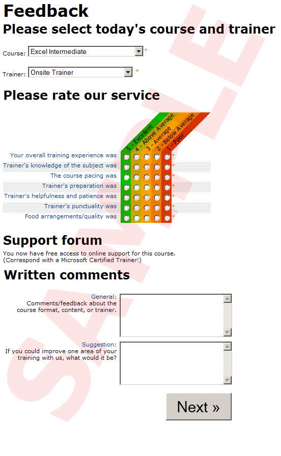 sample feedback form