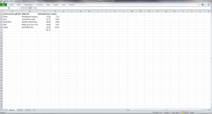 Screenshot of Santa's reduced cost wishlist with autosum and averages