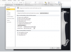 Options proofing PowerPoint courses 2007