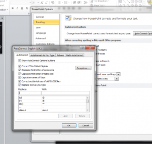 autocorrect options Powerpoint 2007 courses