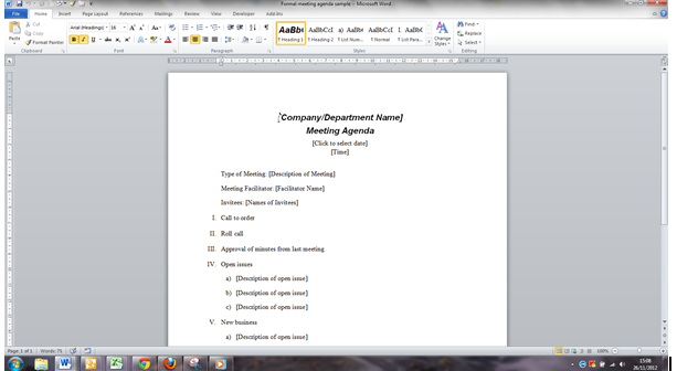 improve the way you create and use meeting papers in word agenda template microsoft