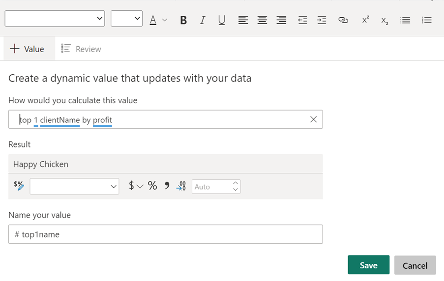 Power BI Dynamic Text